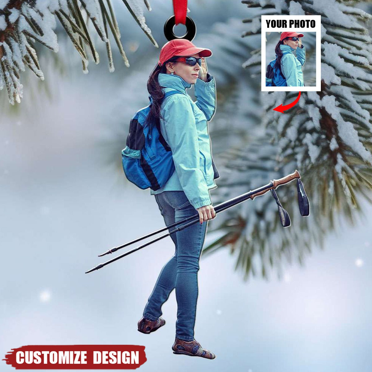 Personalized Upload Hiking Photo Acrylic Ornament - Gift For Hiking Lovers - 2024 New Release