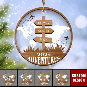 Personalized Travel Adventure Ornament, Custom Traveling Destination - Gift for Travelers - 2024 New Release