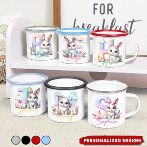 Cute Easter Bunny-Personalized Enamel Mug-Gift for Kids