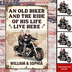 Biker And The Ride Of His Life Live Here-Personalized Metal Sign