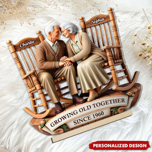 Growing Old Together- Personalized Standing Wooden Plaque-Gift For Couple