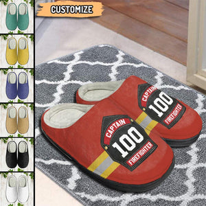 Custom Fire Helmet Shields Personalized Plush Slippers With Firefighter Theme