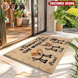 Custom Photo Beware Of The Wiggle Butts - Personalized Doormat