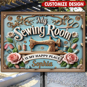 My Sewing Room - Personalized Sewing Rectangle Metal Sign