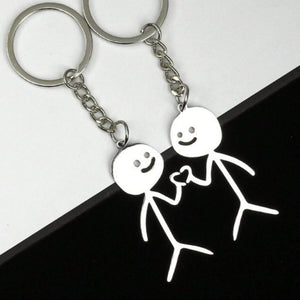 Couple Heart Matching Stainless Steel Keychain - Anniversary Gift For Wife Husband