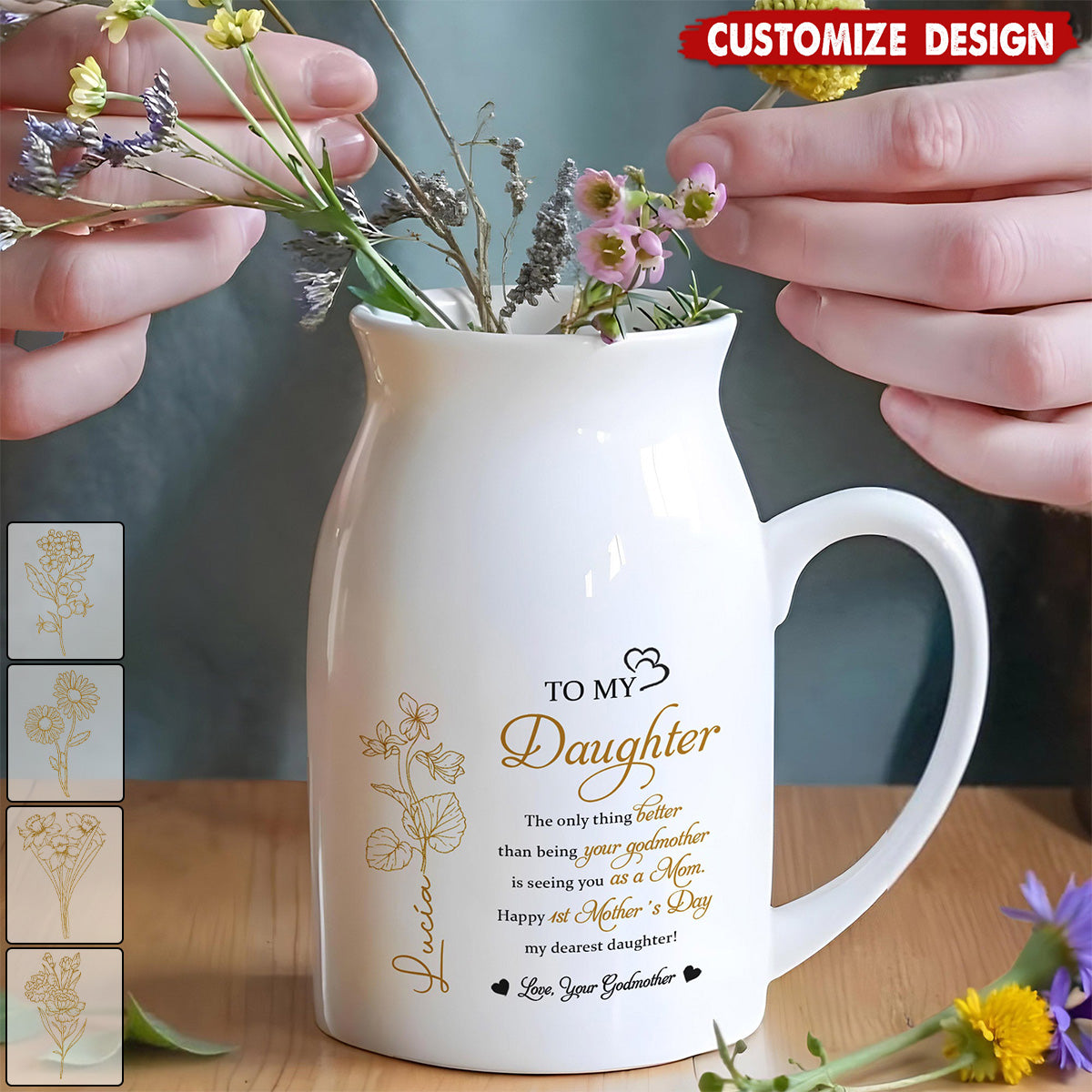 To My Daughter, The Only Thing Better-Personalized Ceramic Flower Vase-Gift For Daughters And New Moms