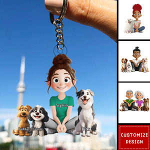 Personalized Cute Cartoon Dog Cat Acrylic Keychain-Gift For Dog Cat Lovers, Couple