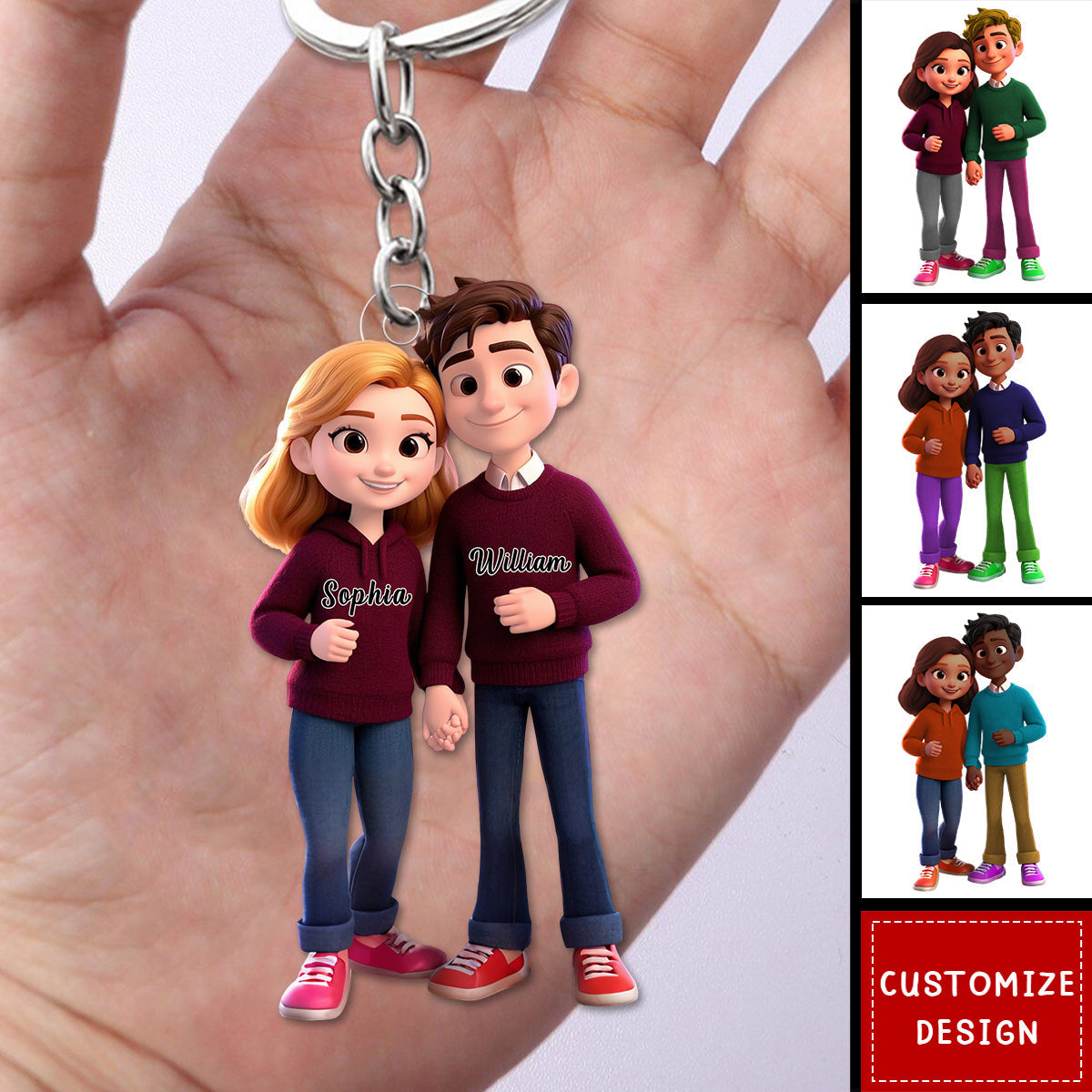 Personalized Cute Couple Keychain - Couple Gift