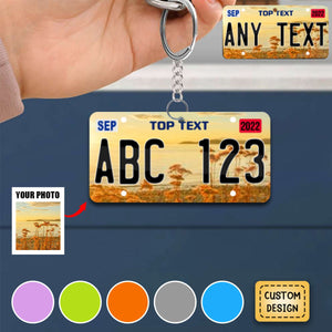 License Plate For Any State Personalized Photo Acrylic Keychain