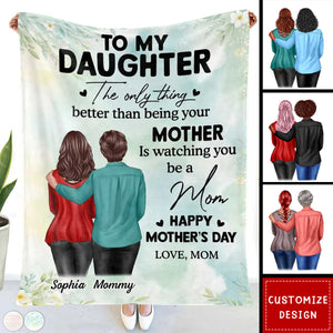 To My Daughter From Mom Happy Mother's Day Personalized Fleece Blanket-Mother's Day Gift For Daughter