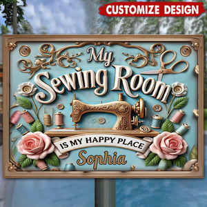 My Sewing Room - Personalized Sewing Rectangle Metal Sign