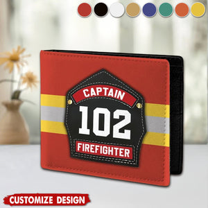 Personalized Fire Helmet Shields Wallet Gift For Firefighter