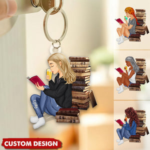 Just A Girl Who Loves Reading - Personalized Acrylic Keychain - Gift For Book Lovers