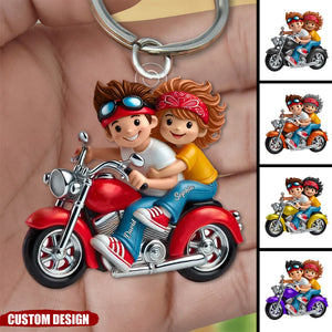 Personalized Motorcycle Couple Acrylic Keychain-Gift For Couple