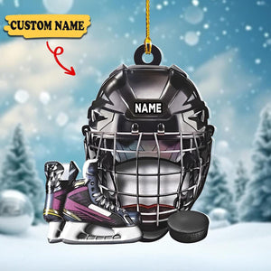 Personalized Hockey Helmet Acrylic Ornament - Gift For Hockey Lovers - 2024 New Release