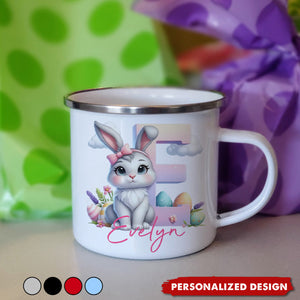 Cute Easter Bunny-Personalized Enamel Mug-Gift for Kids