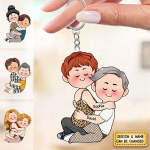 Personalized Funny Couple Doll Acrylic Keychain-Gift For Husband Wife, Anniversary