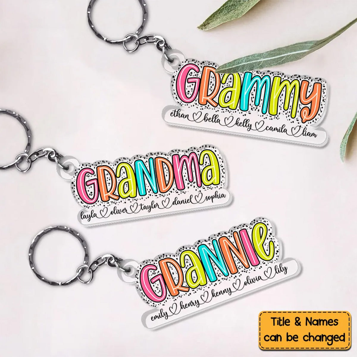 Gift For Grandma With Kids Name - Personalized Acrylic Keychain