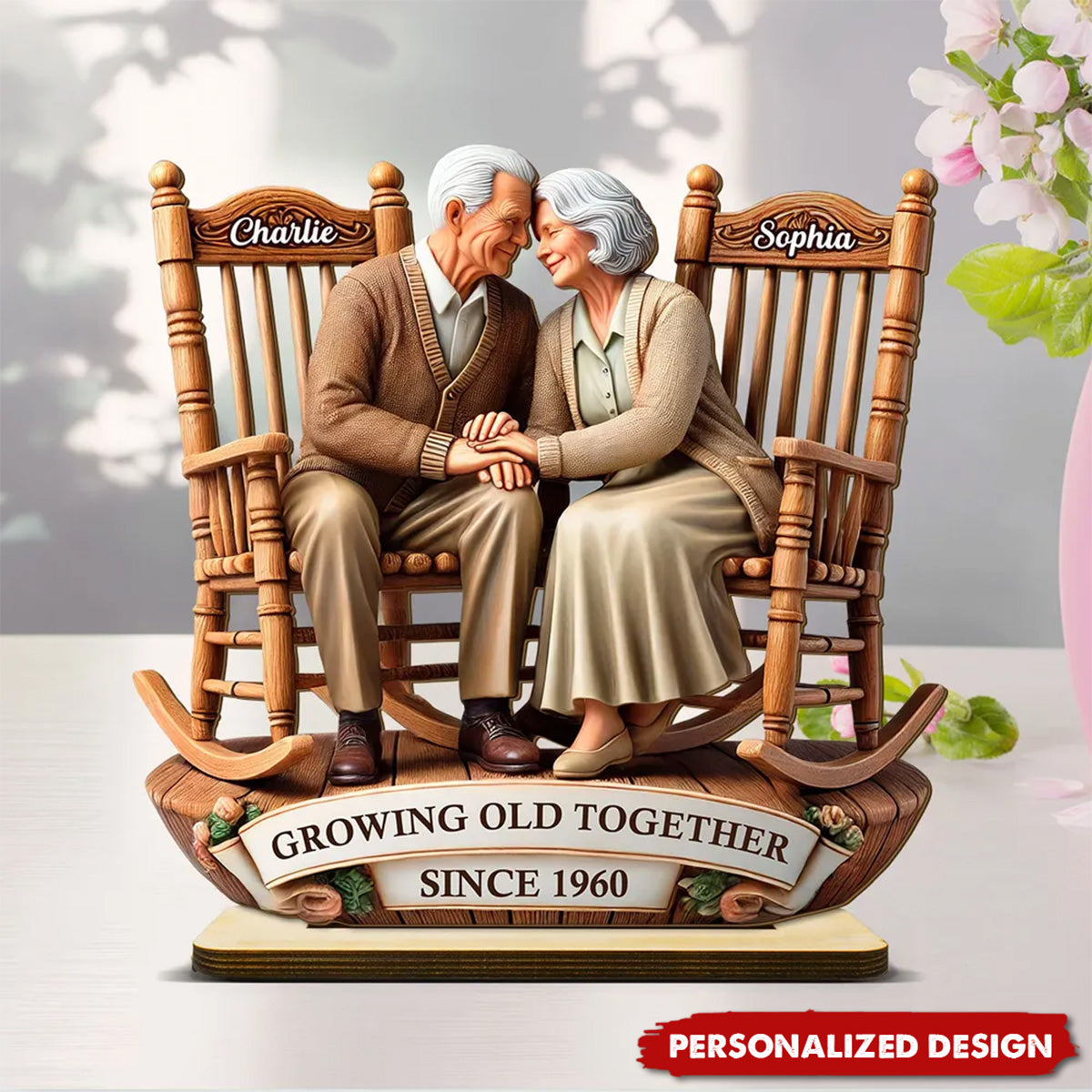 Growing Old Together- Personalized Standing Wooden Plaque-Gift For Couple