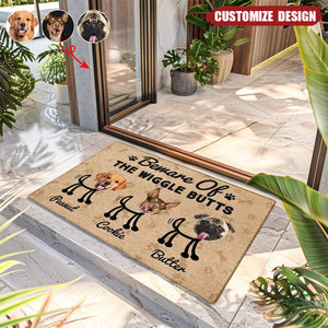 Custom Photo Beware Of The Wiggle Butts - Personalized Doormat