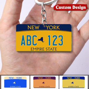 New York Custom License Plates - Personalized Text & Background Acrylic Keychain