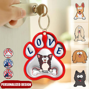 Cute Pet Dogs Flag Pattern-Personalized 3D Inflated Effect Keychain-Gift For Dog Lovers