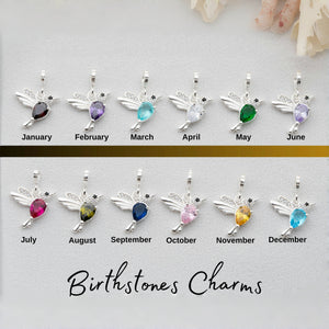 Personalized Birthstone Hummingbird Necklace - Gift Bird Lovers