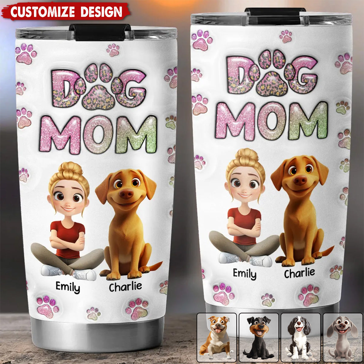 Dog Mom Lovely Chibi- Personalized Tumbler - Gift For Dog Lovers