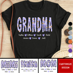 Custom Gigi Purple Daisy With Grandkids Mother's Day TH T-Shirt