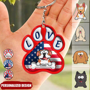 Cute Pet Dogs Flag Pattern-Personalized 3D Inflated Effect Keychain-Gift For Dog Lovers