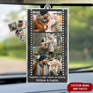 Personalized Photo Couple Family Friends Camera Film Roll Acrylic Car Ornament