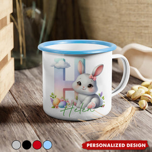 Cute Easter Bunny-Personalized Enamel Mug-Gift for Kids