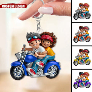 Personalized Motorcycle Couple Acrylic Keychain-Gift For Couple