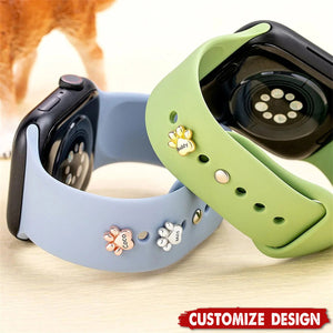 Personalised 3D Bubble Paw Print Watch Band Stud - Gift For Dog Cat Lovers