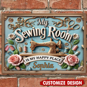 My Sewing Room - Personalized Sewing Rectangle Metal Sign