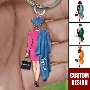 Personalized Graduation Girl Keychain