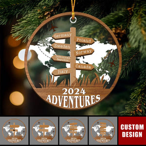 Personalized Travel Adventure Ornament, Custom Traveling Destination - Gift for Travelers - 2024 New Release