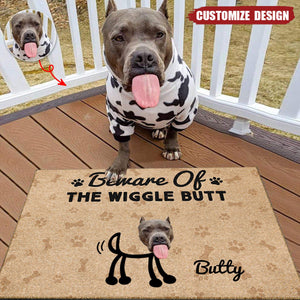 Custom Photo Beware Of The Wiggle Butts - Personalized Doormat