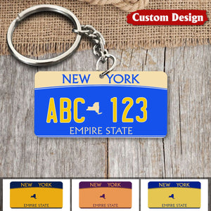 New York Custom License Plates - Personalized Text & Background Acrylic Keychain