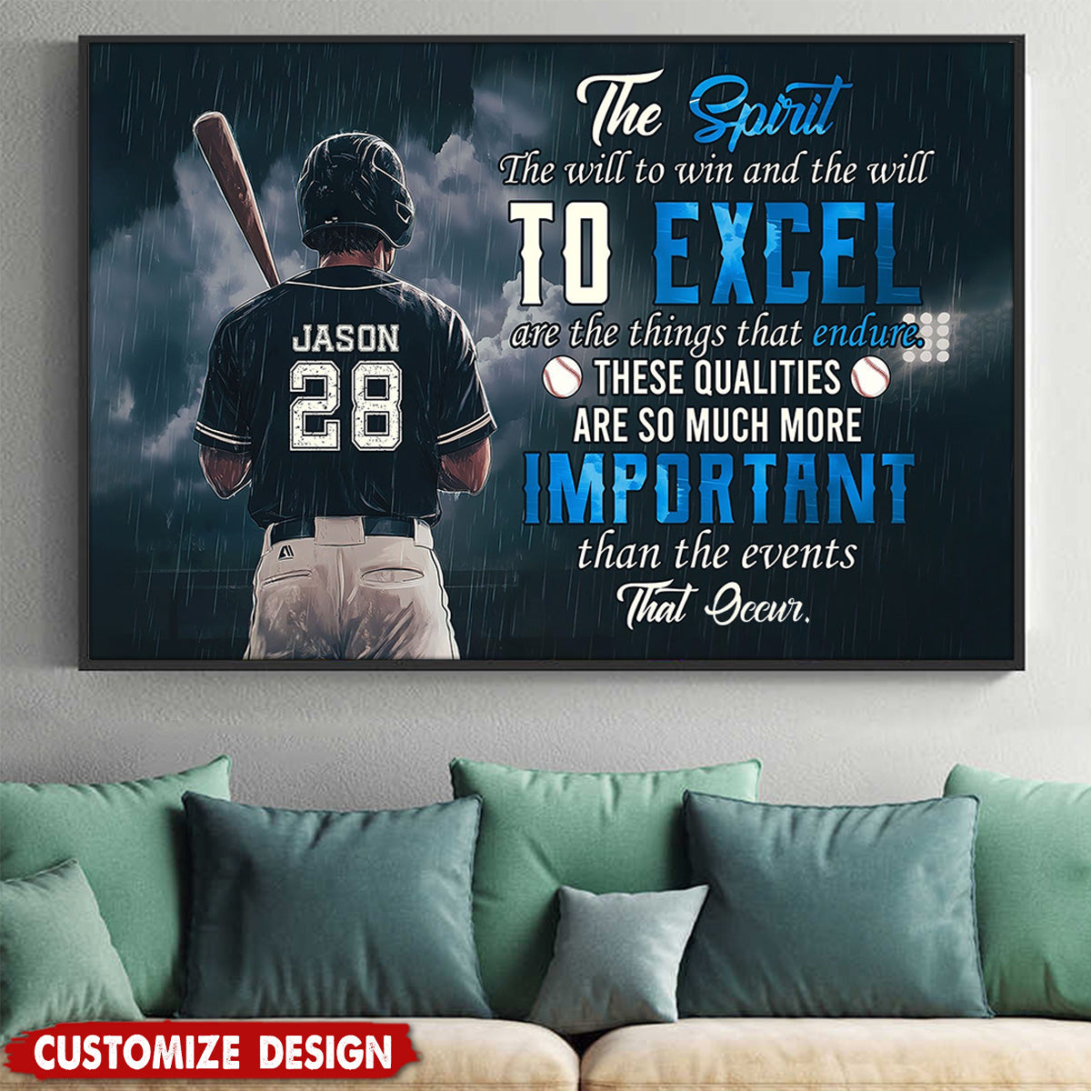 The Spirit The Will To Win - Personalized Baseball Poster - Gift For Baseball Lovers