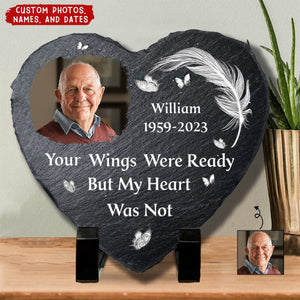 Custom Photo No Longer By My Side But Forever In My Heart - Personalized Heart Memorial Garden Stone