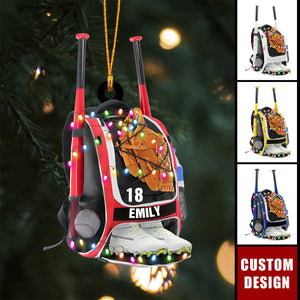 Personalized Baseball Bag Ornament, Gifts For Baseball Players - 2024 New Release