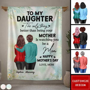 To My Daughter From Mom Happy Mother's Day Personalized Fleece Blanket-Mother's Day Gift For Daughter