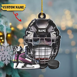 Personalized Hockey Helmet Acrylic Ornament - Gift For Hockey Lovers - 2024 New Release