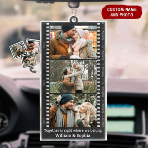 Personalized Photo Couple Family Friends Camera Film Roll Acrylic Car Ornament