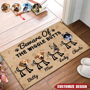 Custom Photo Beware Of The Wiggle Butts - Personalized Doormat