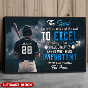 The Spirit The Will To Win - Personalized Baseball Poster - Gift For Baseball Lovers