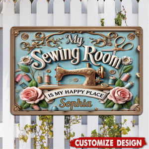 My Sewing Room - Personalized Sewing Rectangle Metal Sign