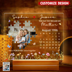 Custom Photo Calendar The Day You Became My Mother - Personalized 3D Led Light Wooden Base