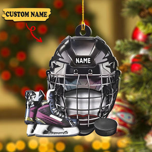 Personalized Hockey Helmet Acrylic Ornament - Gift For Hockey Lovers - 2024 New Release